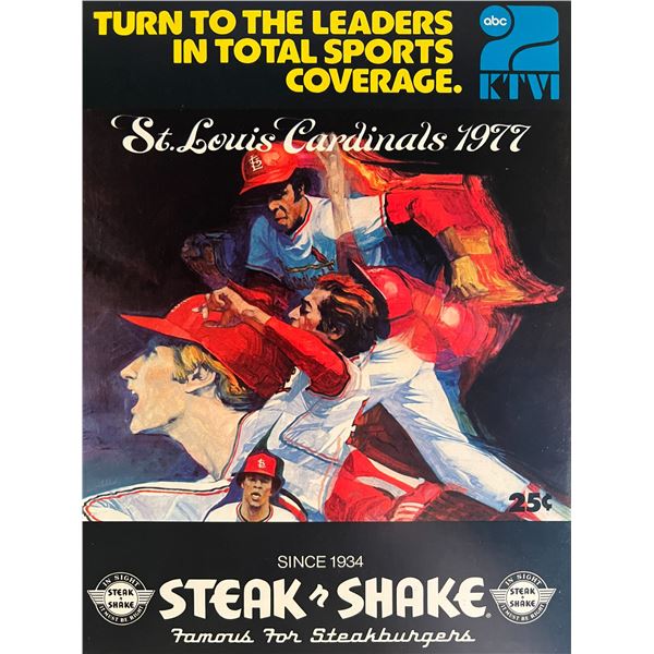 St Louis Cardinals 1977 scorecard. 8x11 inches