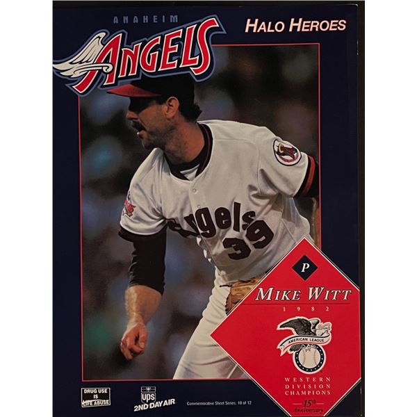 Mike Witt Anaheim Angels Halo Heroes Commemorative Sheet Series 10 of 12