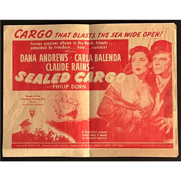 Sealed Cargo !952 Vintage Movie Flyer