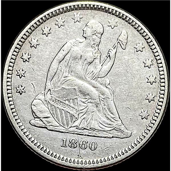 1860-O Seated Liberty Quarter CLOSELY UNCIRCULATED