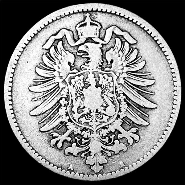 1875-A Germany Silver 1 Reichsmark NEARLY UNCIRCULATED