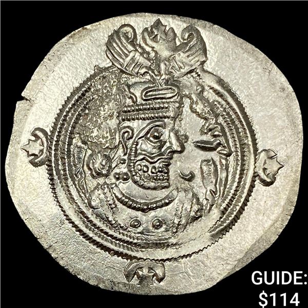 Sasanian 590-628 AD Silver Drachm UNCIRCULATED