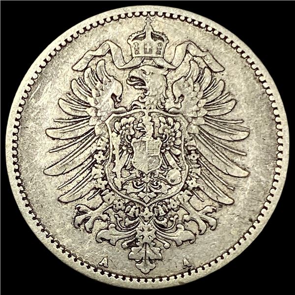 1881-A Germany Silver 1 Reichsmark NEARLY UNCIRCULATED