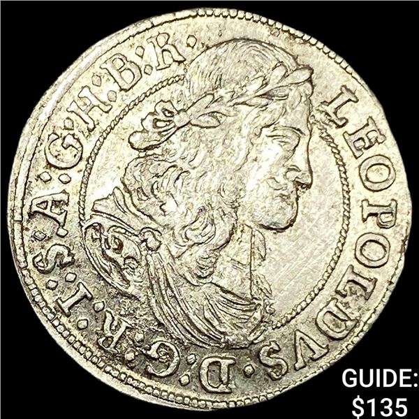 1655-1705 Hungary Leopold Silver 3 Kreuzer CLOSELY UNCIRCULATED