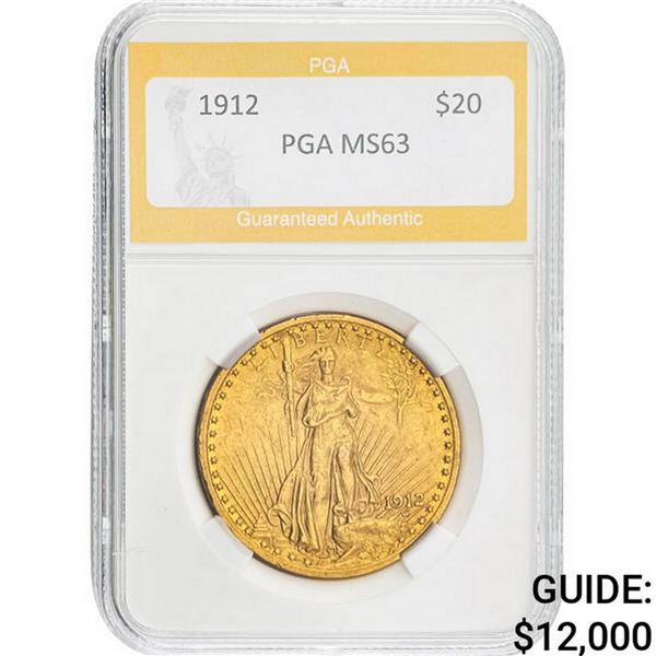 1912 $20 Saint-Gaudens PGA MS63  MS63