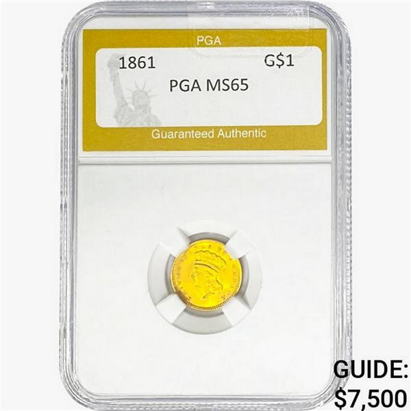 1861 Rare Gold Dollar PGA MS65