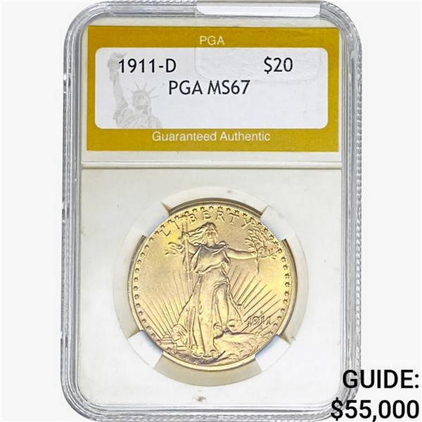 1911-D $20 Gold Double Eagle PGA MS67