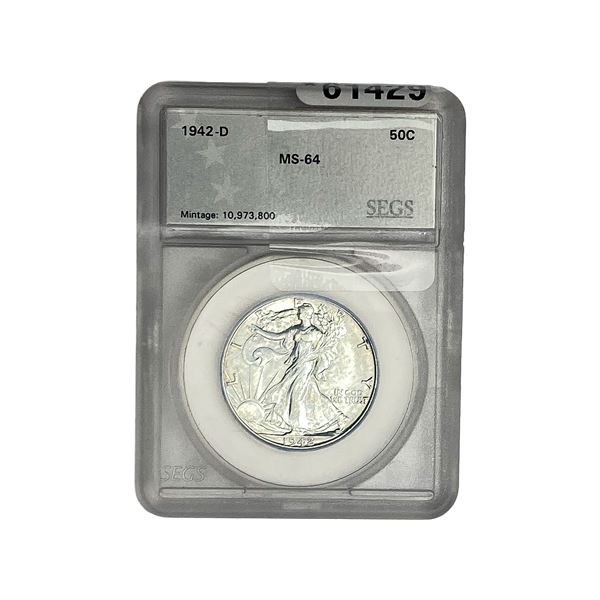 1942-D Walking Liberty Half Dollar SEGS MS64