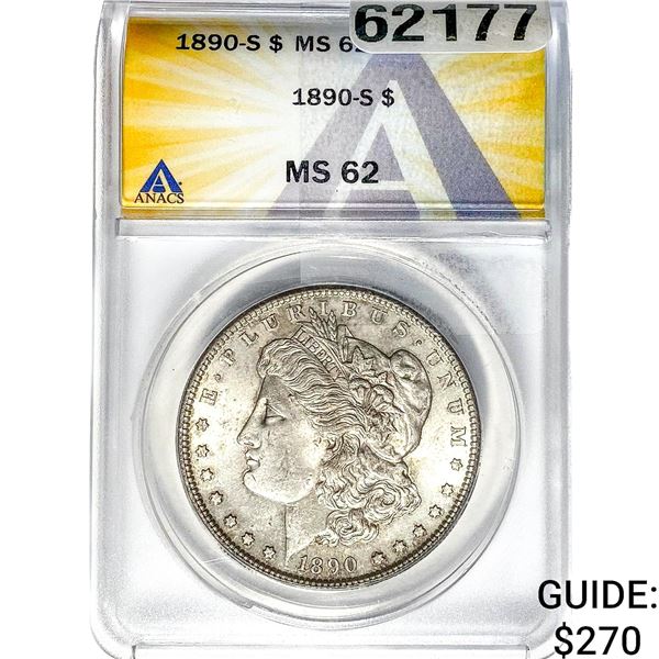 1890-S Morgan Silver Dollar ANACS MS62