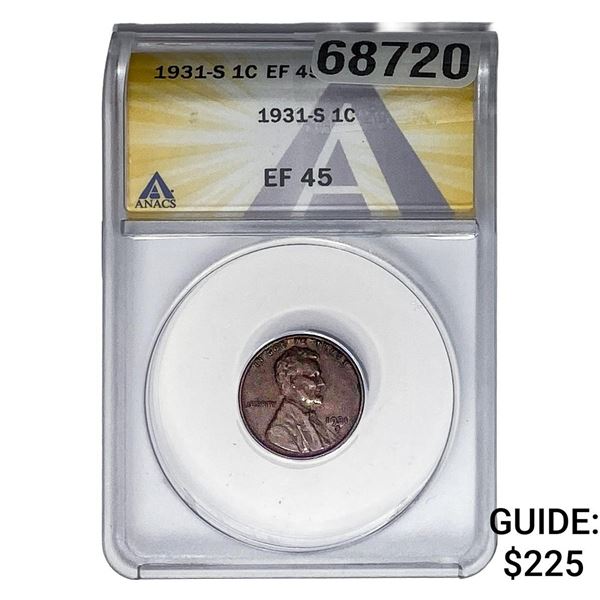 1931-S Wheat Cent ANACS EF45