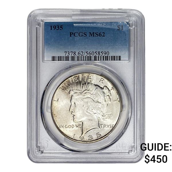 1935 Silver Peace Dollar PCGS MS62