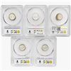 Image 2 : [5 Coins]1957 Roosevelt Dime PCGS MS66