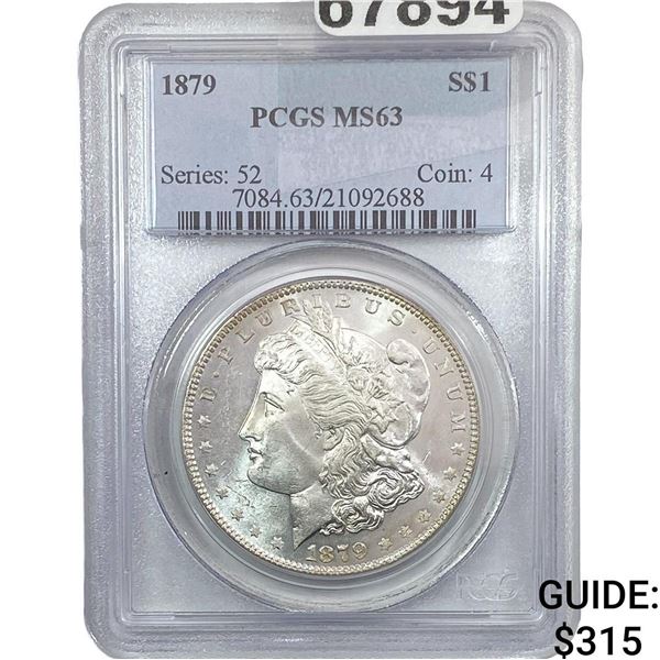 1879 Morgan Silver Dollar PCGS MS63