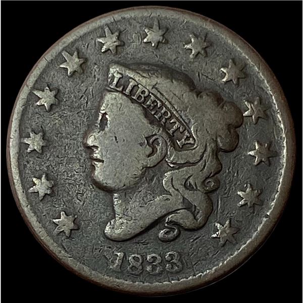 1833 Coronet Head Large Cent NICELY CIRCULATED