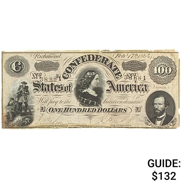 1864 $100 Confederate States of America