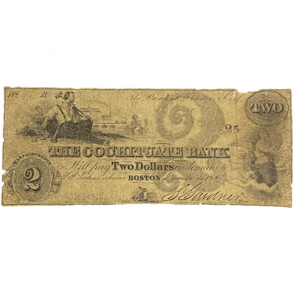 1859 $2 Cochituate Bank, Boston