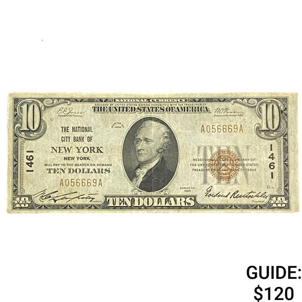 1929 $10 National Bank Brown Seal, New York