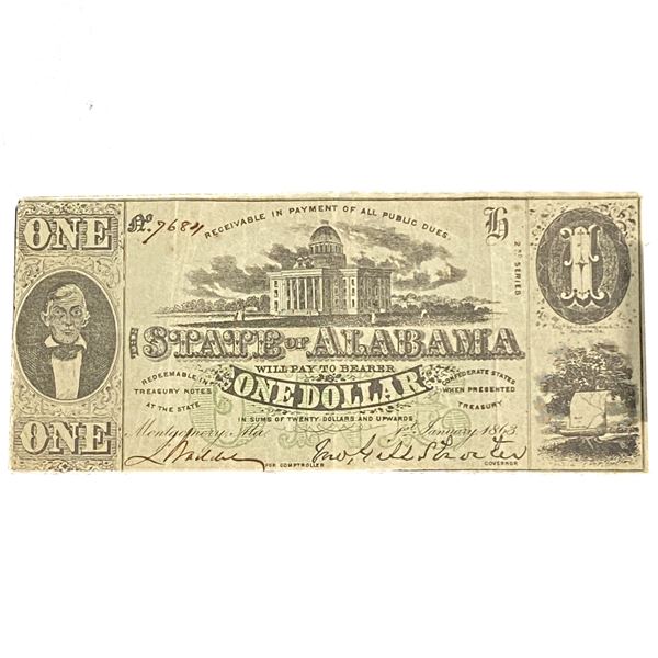 1863 $1 State of Alabama