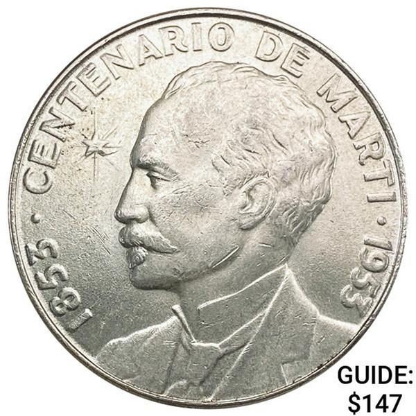 1953 Cuba Silver Peso CHOICE AU