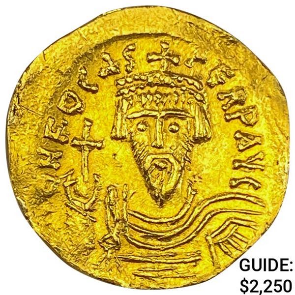 Constantinople Phocas 609-610 AD Gold Solidus CHOICE AU