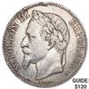 Image 1 : 1868BB France Silver 5 Francs ABOUT UNCIRCULATED