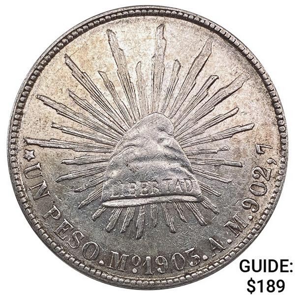 1903Mo AM Mexico Silver Peso CHOICE AU