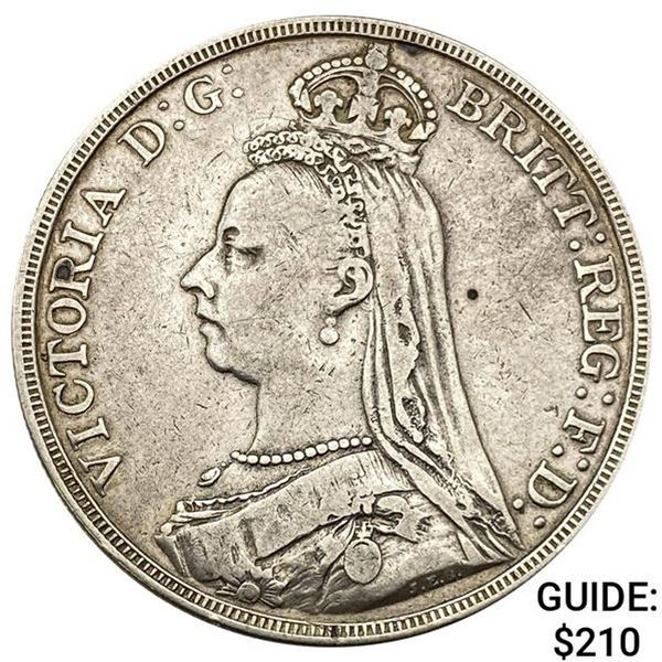 1889 Great Britain Silver Crown NEARLY UNCIRCULATED