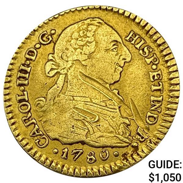1780 Colombia Gold Escudo - Charles III NEARLY UNCIRCULATED