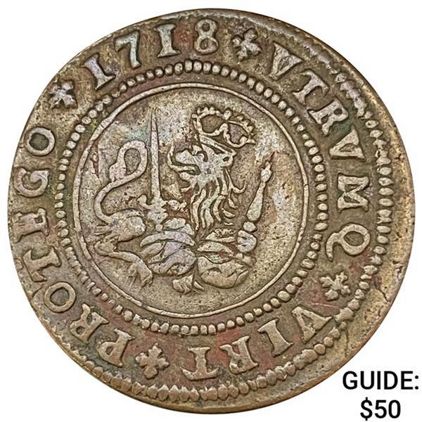 1718 Spain 4 Maravedis Philip V CHOICE AU
