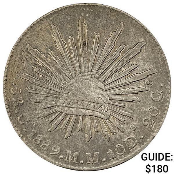 1889Ca MM Mexico Silver 8 Reales NEARLY UNCIRCULATED