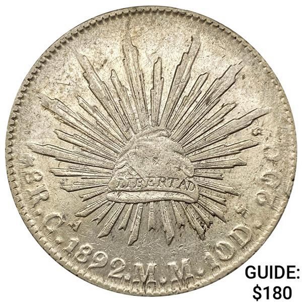 1892Ca MM Mexico Silver 8 Reales CLOSELY UNCIRCULATED