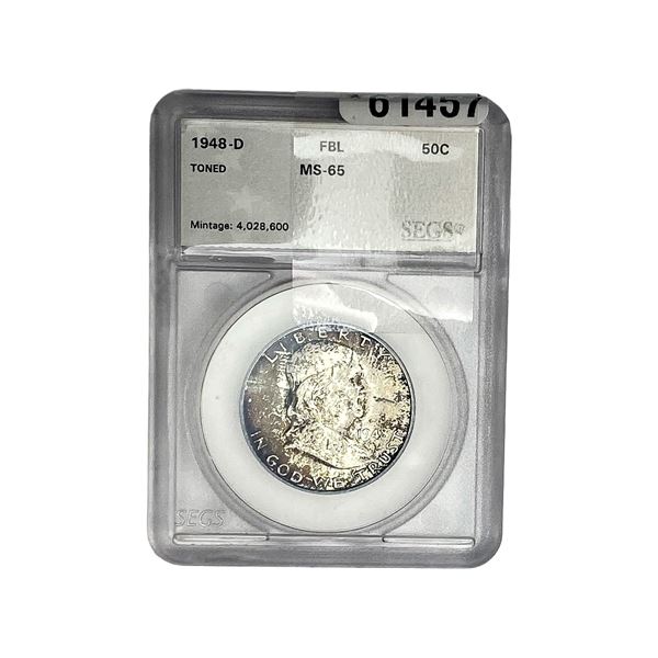 1948-D Franklin Half Dollar SEGS MS65 FBL