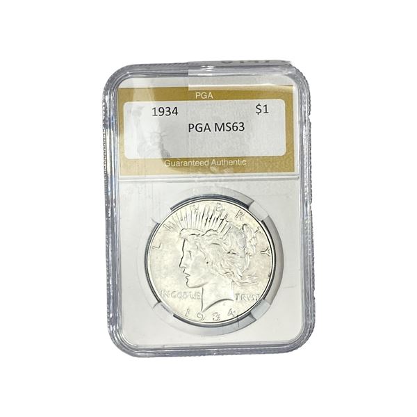 1934 Silver Peace Dollar PGA MS63