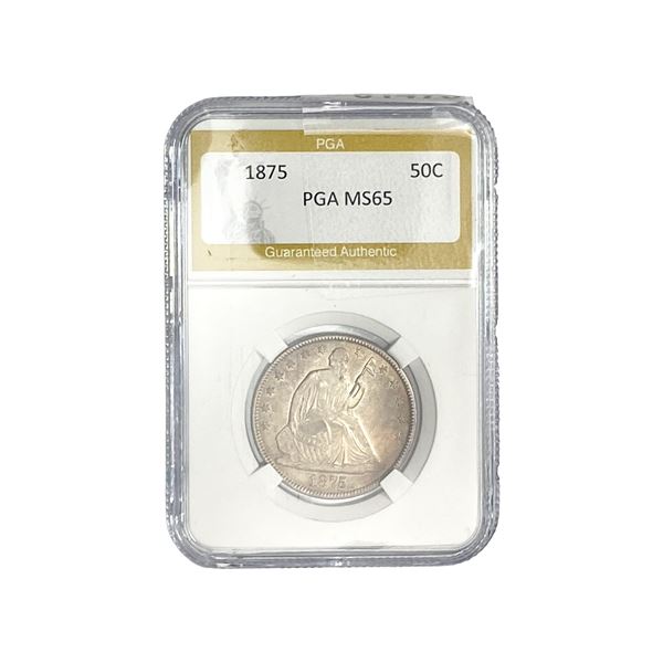 1875 Seated Liberty Half Dollar PGA MS65