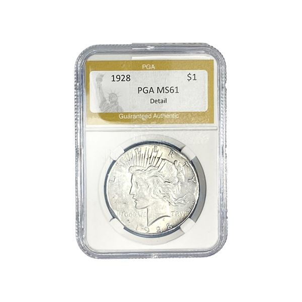 1928 Silver Peace Dollar PGA MS61 Detail