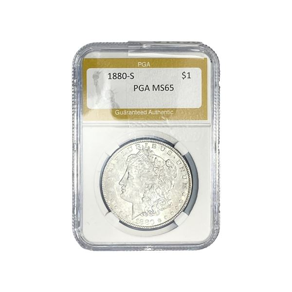 1880-S Morgan Silver Dollar PGA MS65
