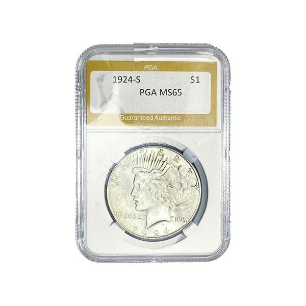 1924-S Silver Peace Dollar PGA MS65