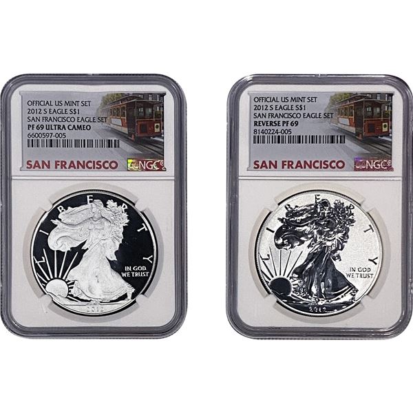 [2 Coins]2012-S Silver Eagle NGC PF69