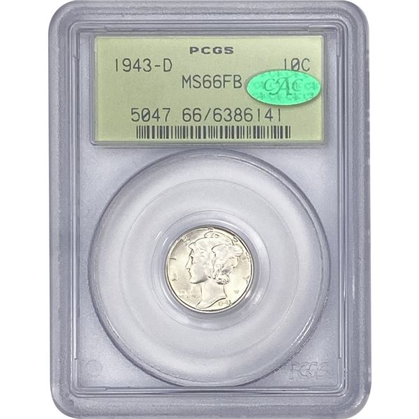 1343-D CAC Mercury Silver Dime PCGS MS66 FB