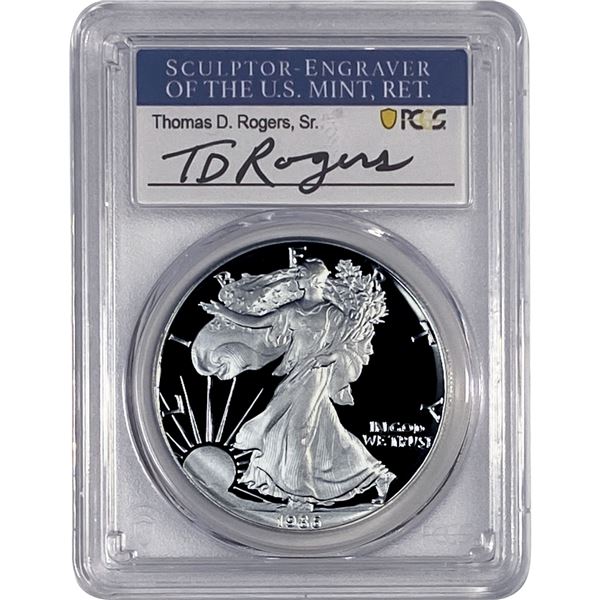 1986-S Silver Eagle PCGS PR70 DCAM Thomas D Rogers