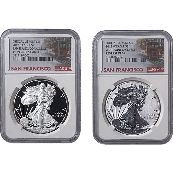 [2 Coins]2012-2013 Silver Eagle NGC PF69