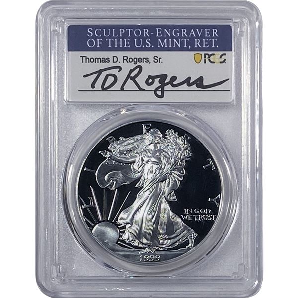 1999-P Silver Eagle PCGS PR70 DCAM Thomas D Rogers