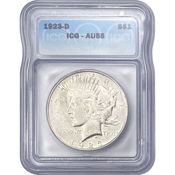 1923-D Silver Peace Dollar ICG AU55