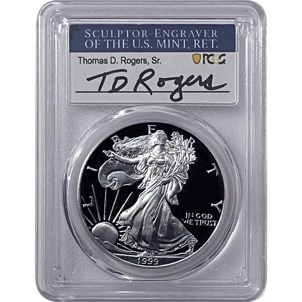 1999-P Silver Eagle PCGS PR70 DCAM Thomas D Rogers