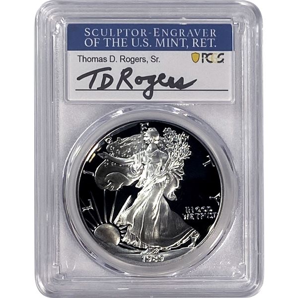 1989-S Silver Eagle PCGS PR70 DCAM Thomas D Rogers
