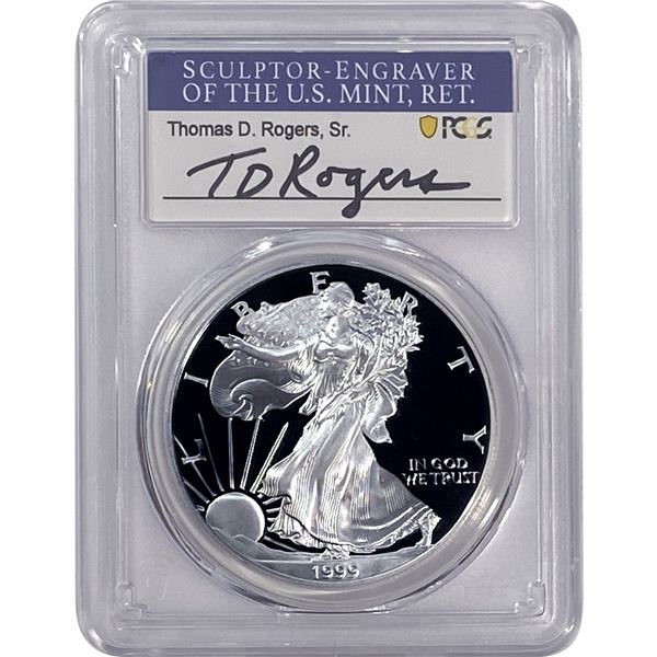 1999-P Silver Eagle PCGS PR70 DCAM Thomas D Rogers