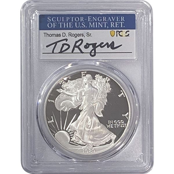 1989-S Silver Eagle PCGS PR70 DCAM Thomas D Rogers