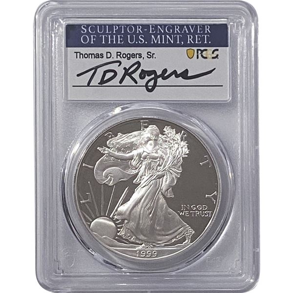 1999-P Silver Eagle PCGS PR70 DCAM Thomas D Rogers