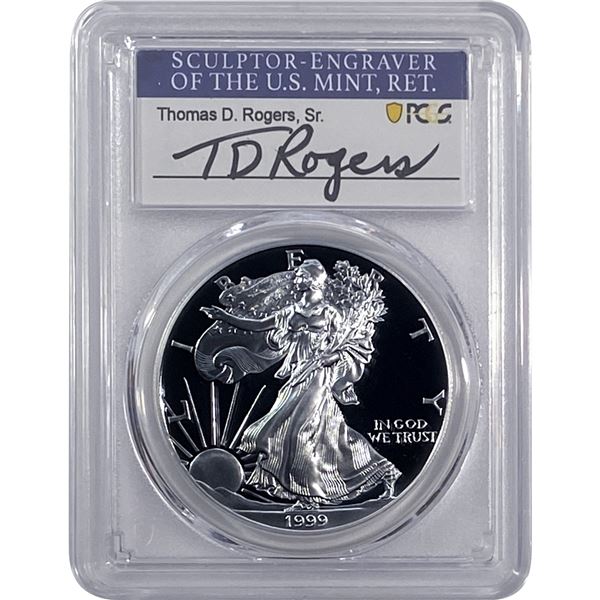 1999-P Silver Eagle PCGS PR70 DCAM Thomas D Rogers