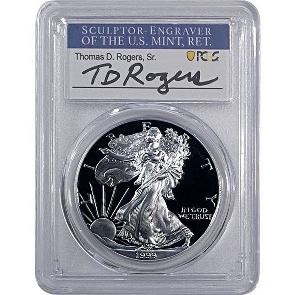 1999-P Silver Eagle PCGS PR70 DCAM Thomas D Rogers